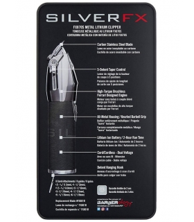ماشین اصلاح سر بابیلیس پرو کلیپر سیلور اف ایکس متال لیتیوم BabylissPro SilverFX Metal Lithium Clipper