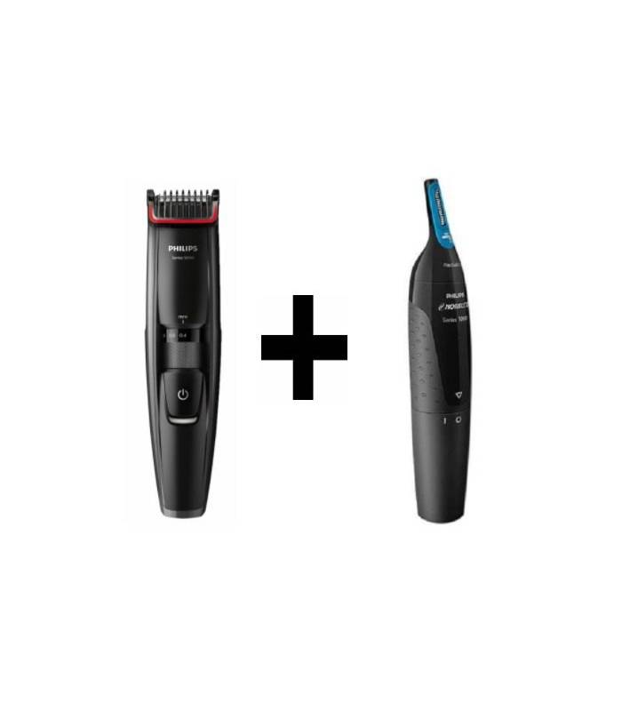 ست ماشین اصلاح سر و صورت و موزن فیلیپس Philips series 5000 Hair Clipper BT5202 with 1500 Nose and Ear and Eyebrow Trimmer