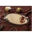سینی   بیضی برنجی آنتیک میناکاری گنجشک و گل ارکیده سایز بزرگ   Antique brass oval tray