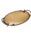 سینی   بیضی برنجی آنتیک میناکاری گنجشک و گل ارکیده سایز بزرگ   Antique brass oval tray