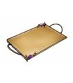 سینی   مستطیلی برنجی آنتیک میناکاری گنجشک و گل بنفشه   Antique brass Rectangular tray