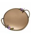 سینی   گرد برنجی آنتیک میناکاری گنجشک و گل بنفشه   Antique brass Round tray