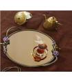 سینی   گرد برنجی آنتیک میناکاری گنجشک و گل بنفشه   Antique brass Round tray