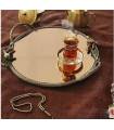 سینی   گرد برنجی آنتیک میناکاری گنجشک و بلوط   Antique brass Round tray