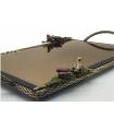 سینی   مستطیلی برنجی آنتیک میناکاری گنجشک و بلوط   Antique brass Rectangular tray