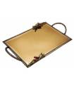 سینی   مستطیلی برنجی آنتیک میناکاری گنجشک و بلوط   Antique brass Rectangular tray