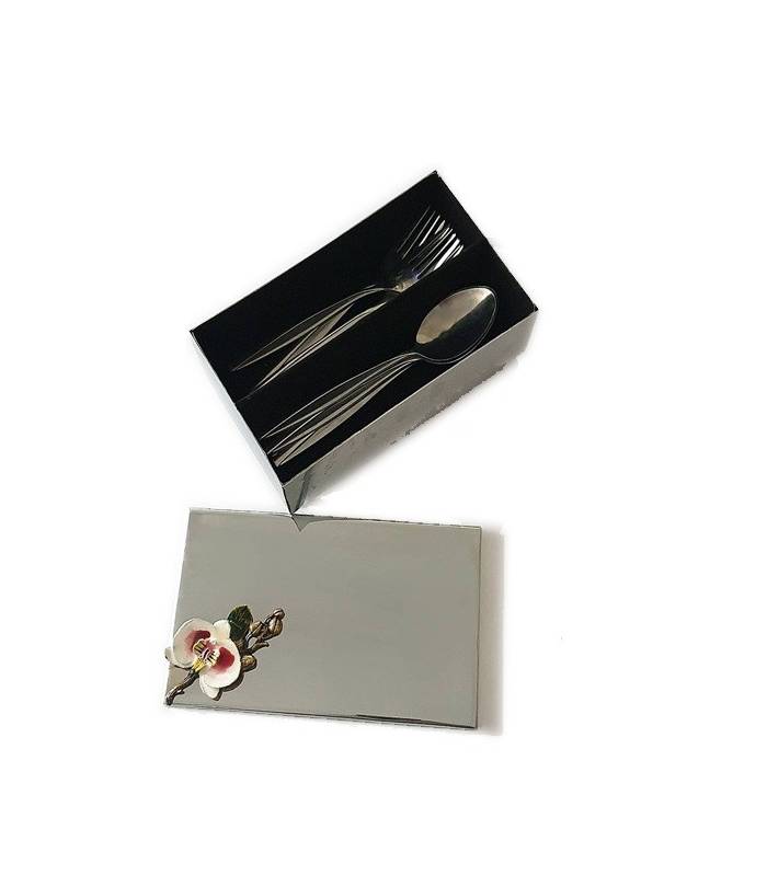 جا قاشقی استیل گل ارکیده برنجی Flatware Organizers