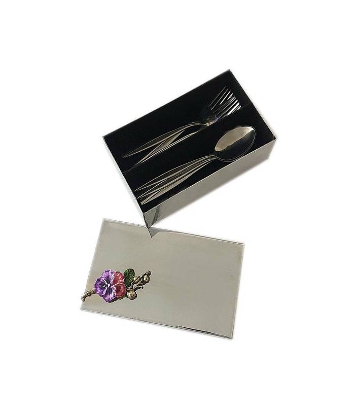 جا قاشقی استیل گل بنفشه برنجی Flatware Organizers
