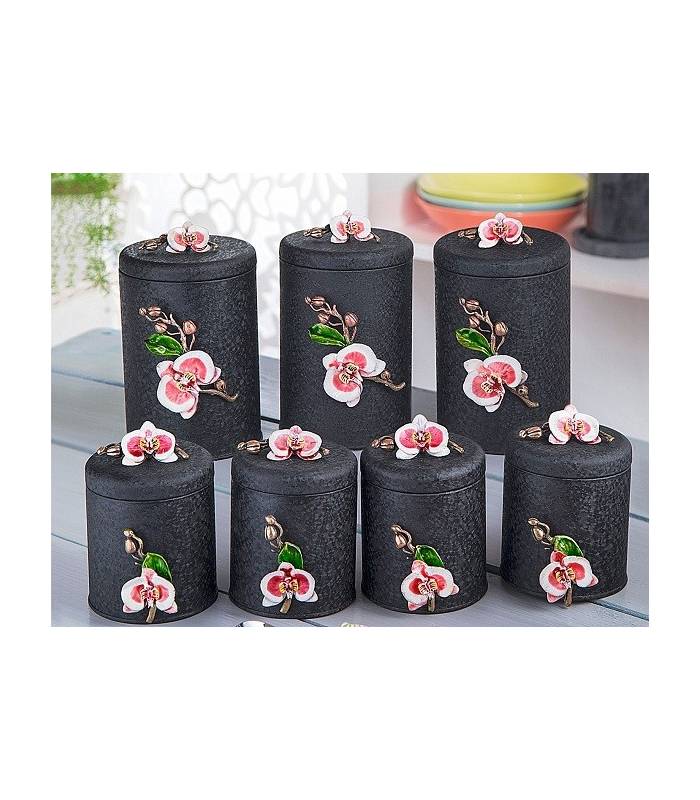بانکه (جا ادویه ای) و پاسماوری 7 پارچه گل ارکیده