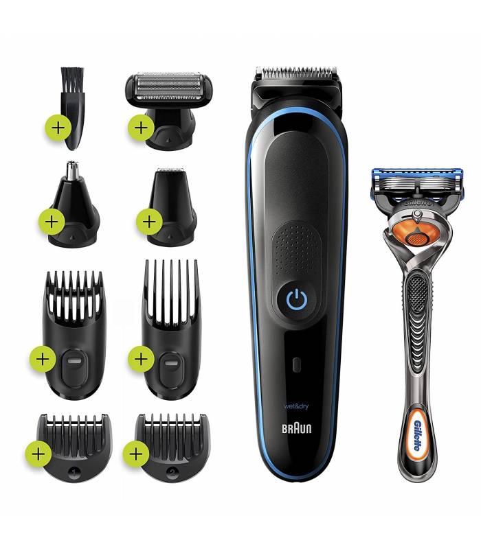 ماشین اصلاح سر و صورت براون بی سیم 9 در 1 بدن زن مو زن گوش و بینی خود تراش ژیلت Braun MGK5280 Hair Clippers for Men