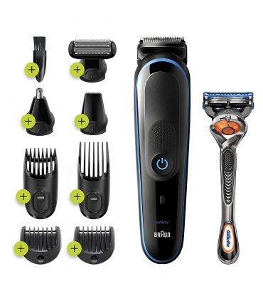 ماشین اصلاح سر و صورت براون بی سیم 9 در 1 بدن زن مو زن گوش و بینی خود تراش ژیلت Braun MGK5280 Hair Clippers for Men