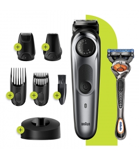 ماشین اصلاح سر و صورت براون تریمر بدون سیم/ شارژی همراه خود تراش ژیلت Braun BT7240