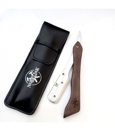 دسته تیغ فینی چوبی همراه با کیف چرمی Finny Straight Razor