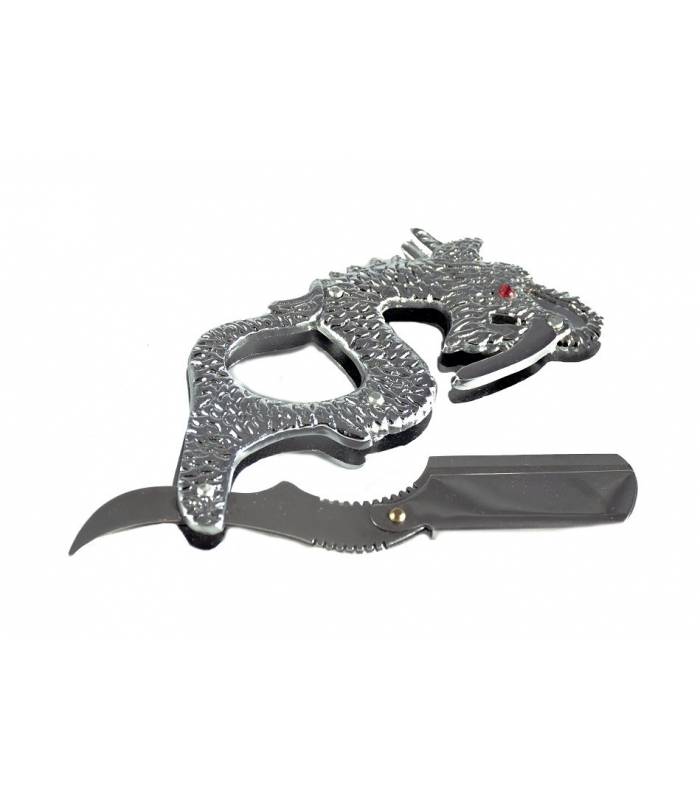 دسته تیغ اصلاح استیل طرح اژدها Handle Straight Shaving Razor