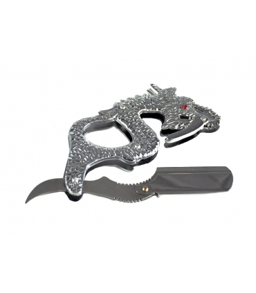 دسته تیغ اصلاح استیل طرح اژدها Handle Straight Shaving Razor