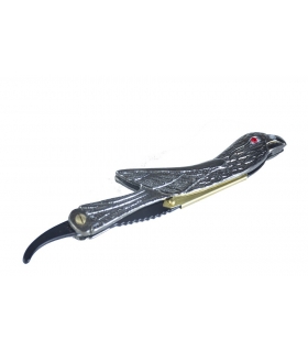 دسته تیغ اصلاح کرتزر فینی استیل طرح پرنده همراه با کیف چرم KRETZER finny Stainless Steel Barber Razor