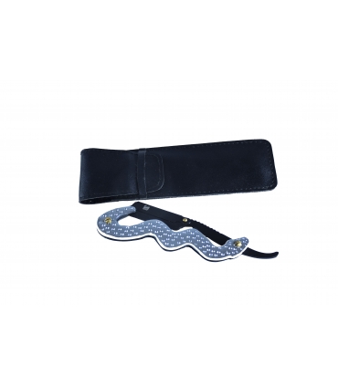 دسته تیغ اصلاح کرتزر فینی استیل طرح مار همراه با کیف چرم KRETZER finny Stainless Steel Barber Razor