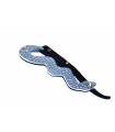 دسته تیغ اصلاح کرتزر فینی استیل طرح مار همراه با کیف چرم KRETZER finny Stainless Steel Barber Razor