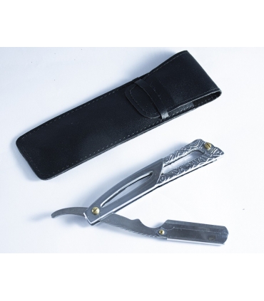 دسته تیغ اصلاح کرتزر فینی استیل همراه با کیف چرم KRETZER finny Stainless Steel Barber Razor