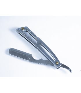 دسته تیغ اصلاح کرتزر فینی استیل همراه با کیف چرم KRETZER finny Stainless Steel Barber Razor