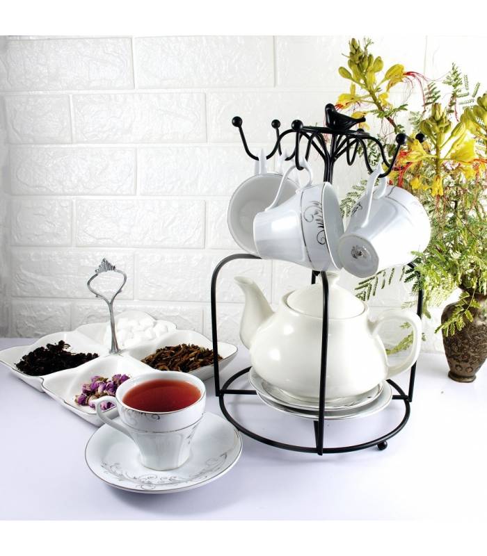 استند نگهدارنده فنجان/لیوان و ماگ همراه جای نعلبکی و قوری