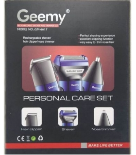 ست ماشین اصلاح شارژی جیمی با سری موزن و شیور Geemy GM-6617 Rechargeable Shaver and Trimmer Set