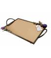 سینی   مستطیلی برنجی آنتیک میناکاری گنجشک و گل بنفشه   Antique brass Rectangular tray