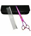 قیچی آرایشگری کرتزر فینی کات و کوتاهی 8 اینچ هولوگرامی همراه شانه آرایشگری Kretzer Hair Finny Hologram-80