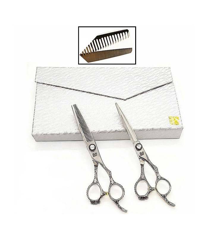ست دو عددی قیچی آرایشگری کرتزر فینی کات و کوتاهی/پیتاژ یکطرفه 25 درصد 6 اینچ Kretzer Hair Finny FWS-60