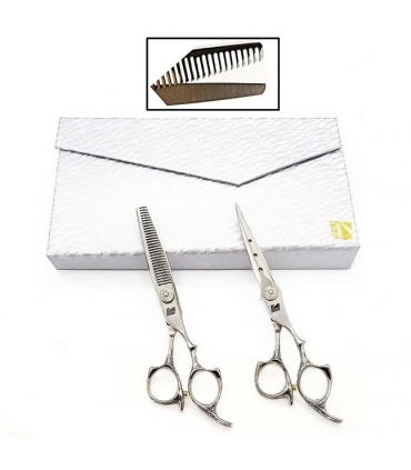 ست دو عددی قیچی آرایشگری کرتزر فینی کات و کوتاهی/پیتاژ 25 درصد 6 اینچ دسته پهن Kretzer Hair Finny FSS-60 Wide handle
