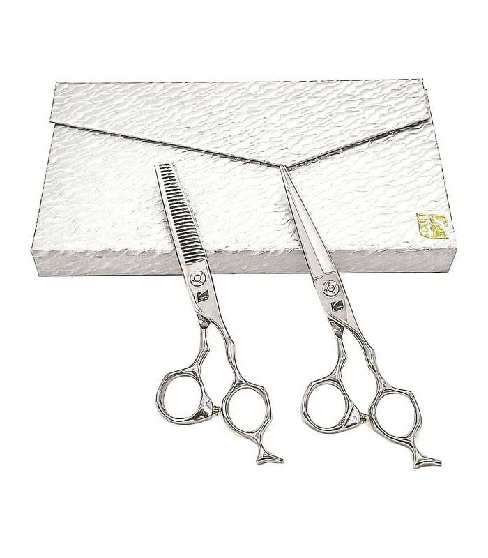 ست دو عددی قیچی آرایشگری کرتزر فینی کات و کوتاهی/پیتاژ 6 اینچ طرح دم چکمه Kretzer Hair Finny Boot tail S-60