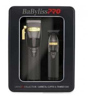 ست دو عددی ماشین اصلاح کلیپر و تریمر بابیلیس مشکی BABYLISS PRO MetalFX Series Limited Edition GUNMETAL Set FX870GMG & FX787GMG