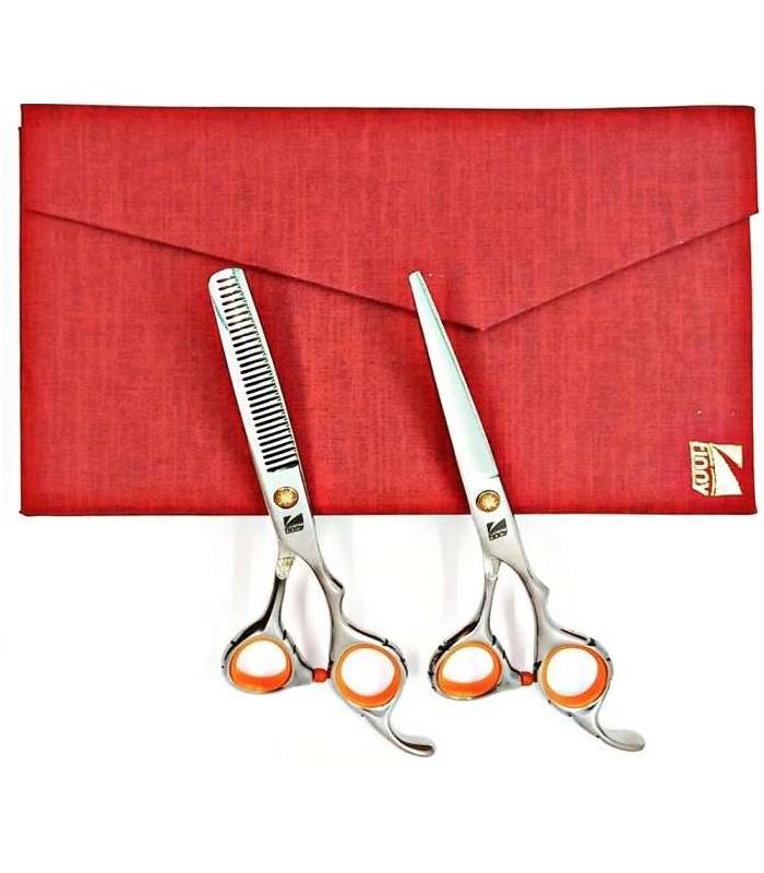 ست دو عددی قیچی آرایشگری کرتزر فینی کات و کوتاهی/پیتاژ 6 اینچ نارنجی 35 درصد Kretzer Hair Finny FSO-60