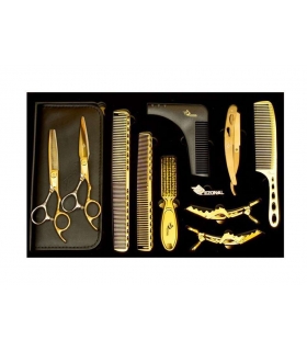 ست قیچی آرایشگری رزونال قیچی کات و کوتاهی/ پیتاژ /شانه حالت دهی و ریش/دسته تیغ Rezonal S4