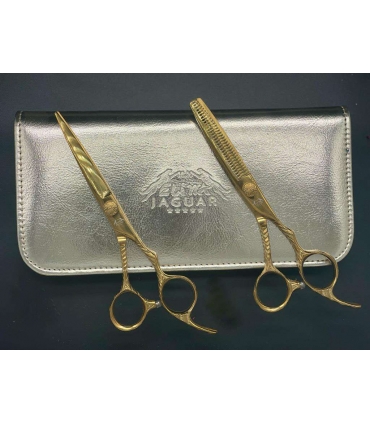 ست دو عددی قیچی آرایشگری جگوار کات و کوتاهی/پیتاژ Jaguar gold Barbery Scissors LF-609G