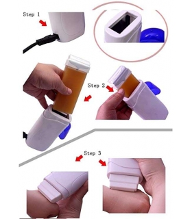 دستگاه وکس خشابی غلتکی دستگاه هیتر موم/موم اپیلاسیون/ نوار 100عددی TimiCare Wax Hair Removal Portable Hair Roller