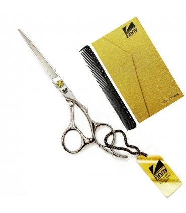 قیچی آرایشگری کرتزر فینی کات و کوتاهی 5.5 اینچ پیچ طلایی تیغه باریک Kretzer Hair Finny FTG4-550