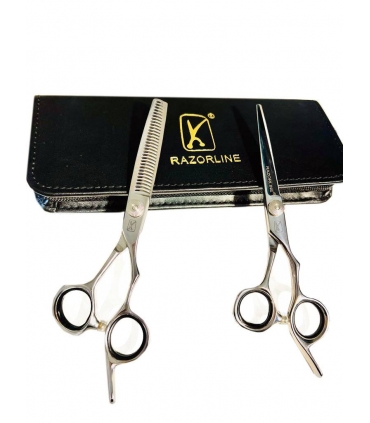 ست دو عددی قیچی آرایشگری ریزرلاین کات و کوتاهی/پیتاژ 6 اینچ Razorline R23 & R23T hair scissors