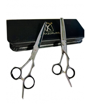 ست دو عددی قیچی آرایشگری ریزرلاین کات و کوتاهی/پیتاژ 6 اینچ Razorline AK23J & AK23T hair scissors