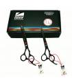 ست دو عددی قیچی آرایشگری فینی کات و کوتاهی/پیتاژ 6 اینچ مشکی تم قرمز Kretzer Hair Finny KBR5-60 hair scissors