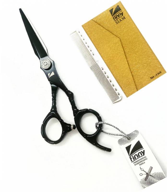 قیچی آرایشگری کرتزر فینی کات و کوتاهی 6 اینچ مشکی قدرتی سیما Kretzer Hair Finny SIMA FCN2-60