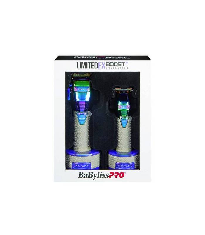 ست دو عددی ماشین اصلاح سر و صورت بابلیس پرو  بوست پلاس هفت رنگ Babyliss PRO FX Boost+ Collection Clipper & Trimmer - IRIDESCENT