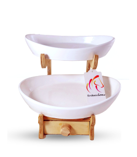 ست کامل ظرف پذیرایی ارمیک سرامیکی پایه چوبی قایقی کشو دار ermeek cw03